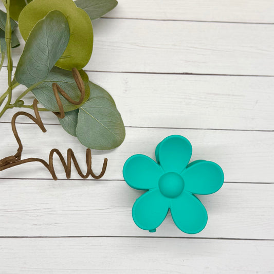 Teal Daisy Claw Clip