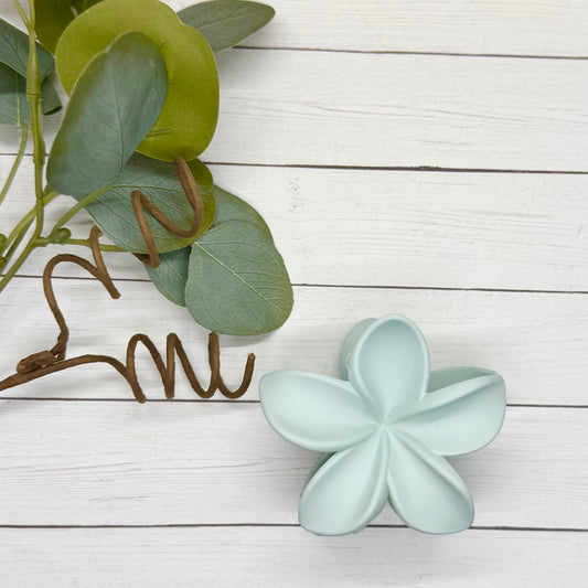 Robins Egg Plumeria Claw Clip